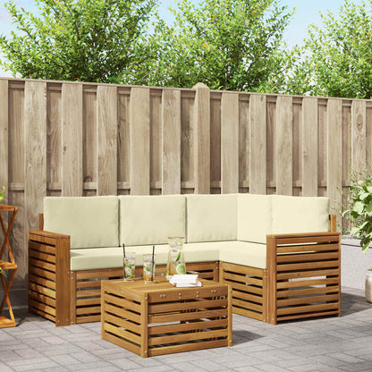 Set divani 5 pcs Naturale e Crema Legno di Acacia Massello
