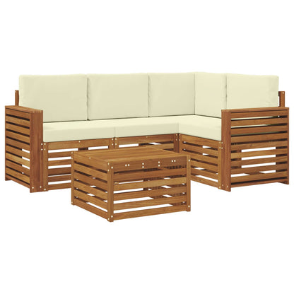 Set divani 5 pcs Naturale e Crema Legno di Acacia Massello