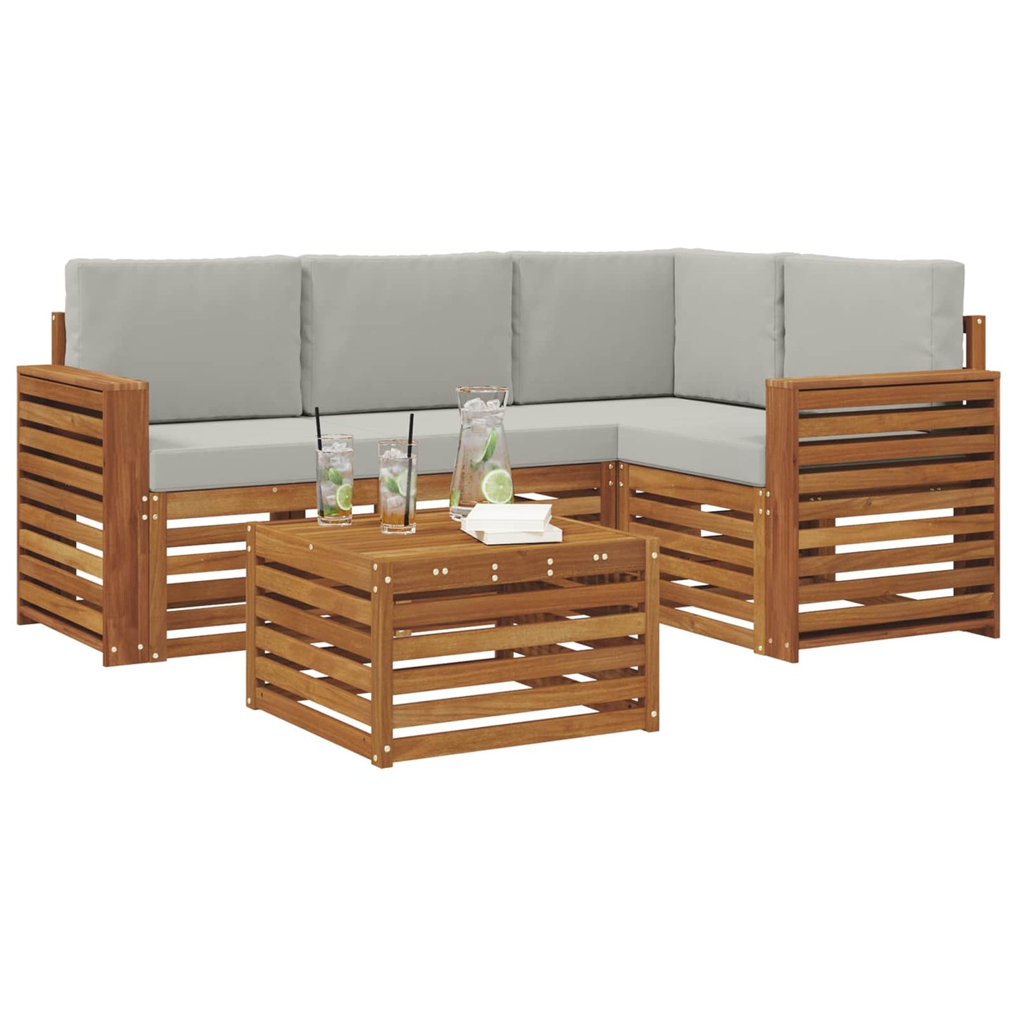 Set di Mobili 5 pcs Grigio Naturale e Chiaro Legno multistrato