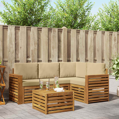 Set di Mobili 5 pcs Naturale e Beige Legno multistrato