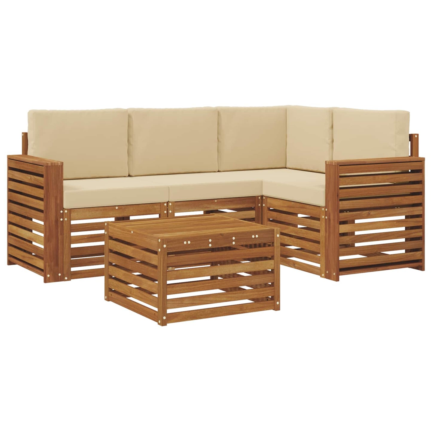 Set di Mobili 5 pcs Naturale e Beige Legno multistrato