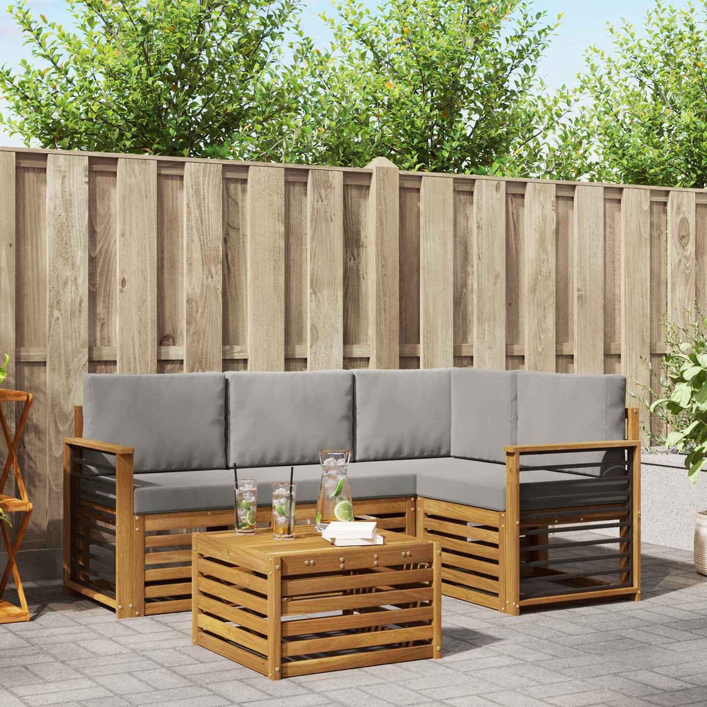 Set di Mobili 5 pcs Grigio Naturale e Chiaro Legno multistrato