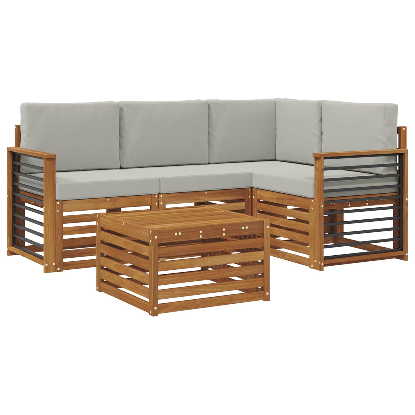 Set di Mobili 5 pcs Grigio Naturale e Chiaro Legno multistrato