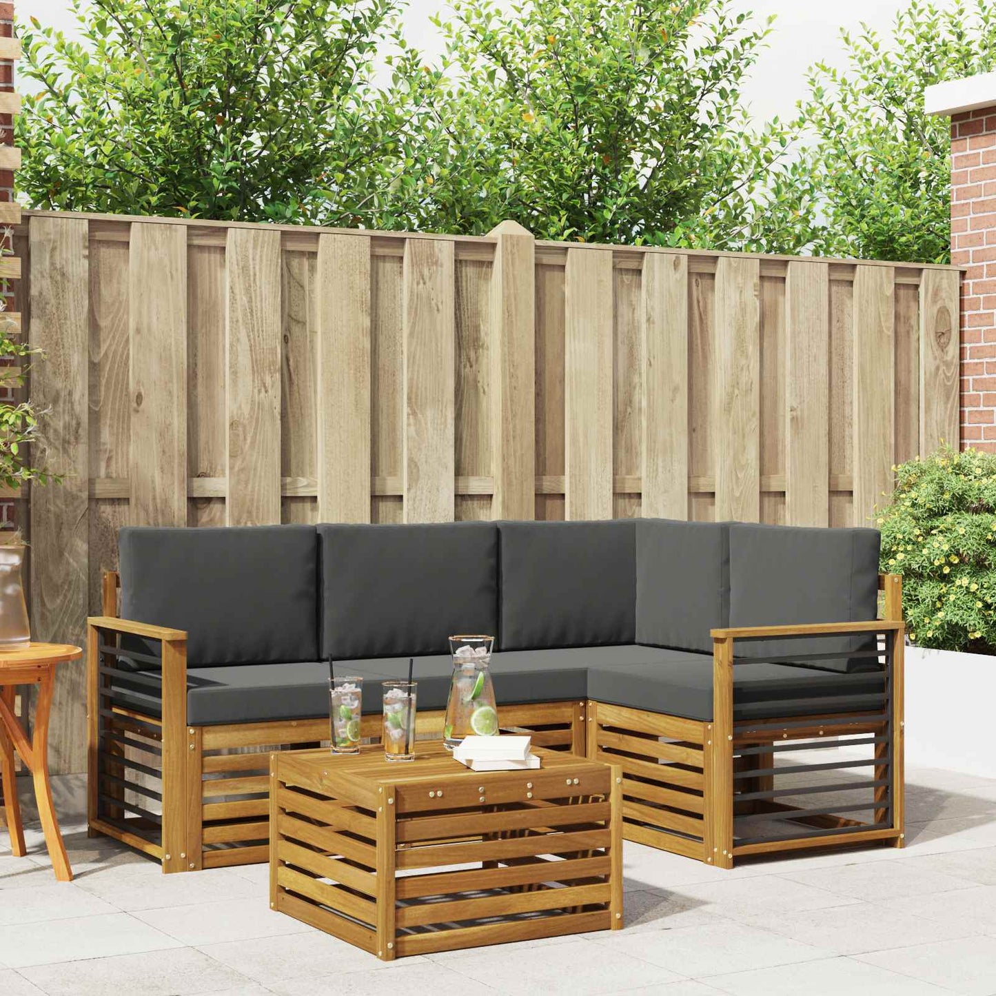 Set di Mobili 5 pcs Naturale e Antracite Legno multistrato