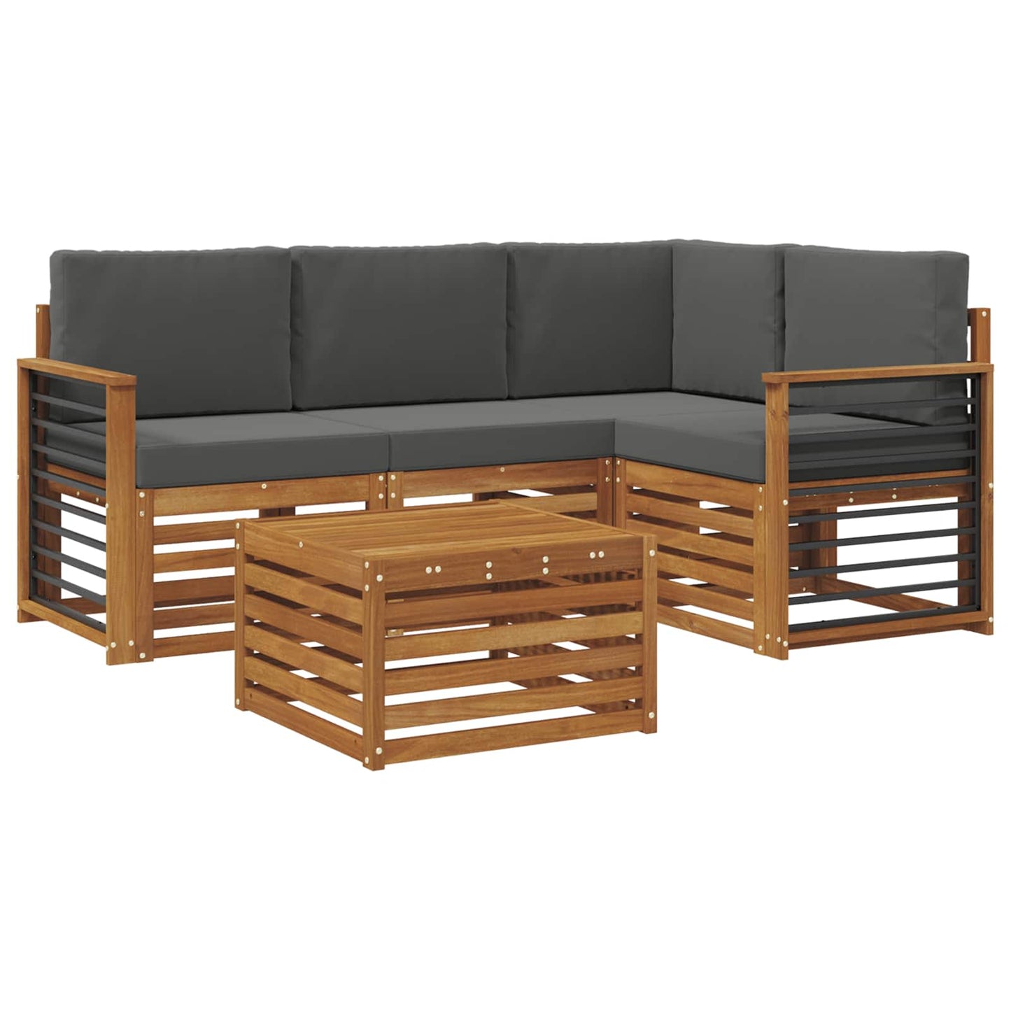 Set di Mobili 5 pcs Naturale e Antracite Legno multistrato