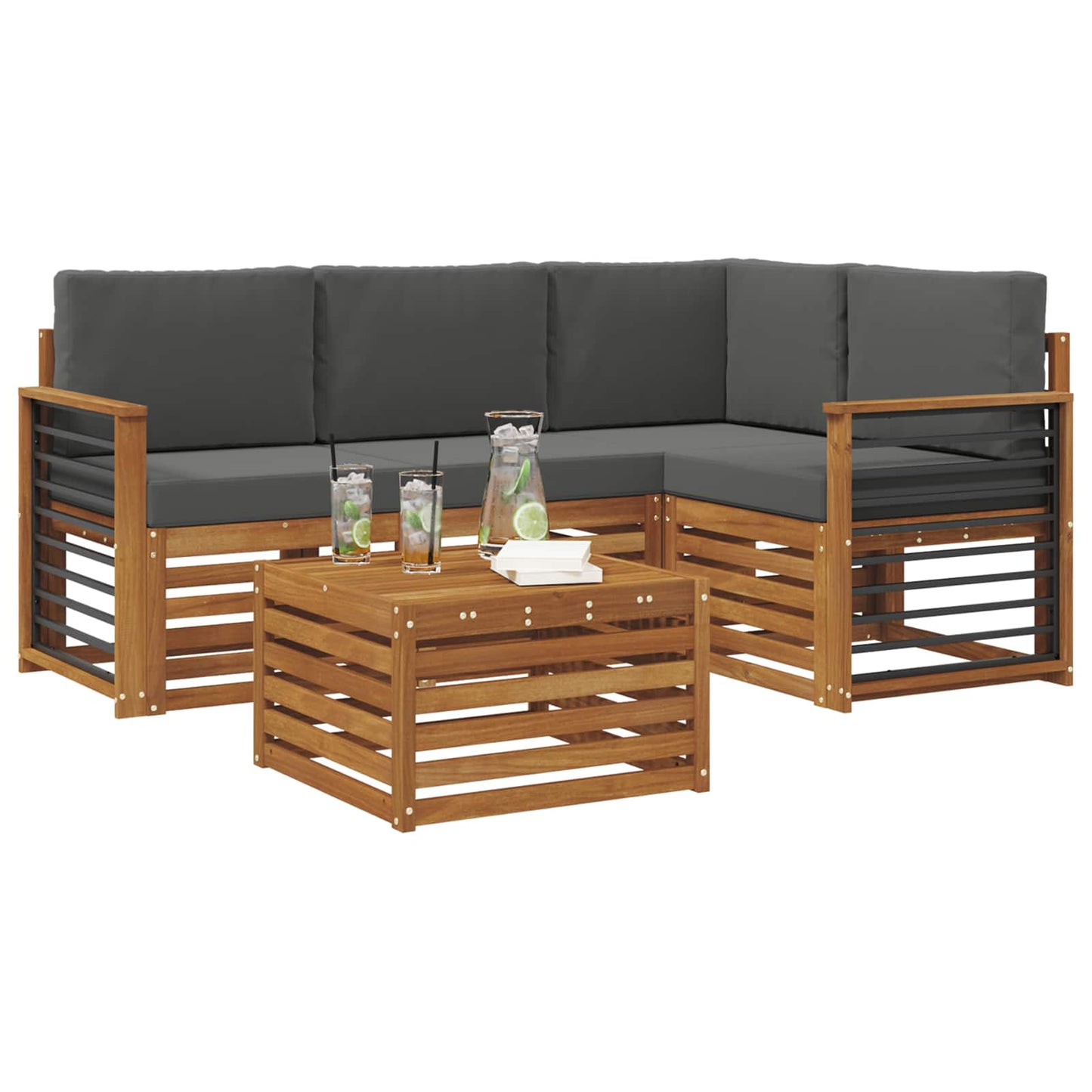 Set di Mobili 5 pcs Naturale e Antracite Legno multistrato