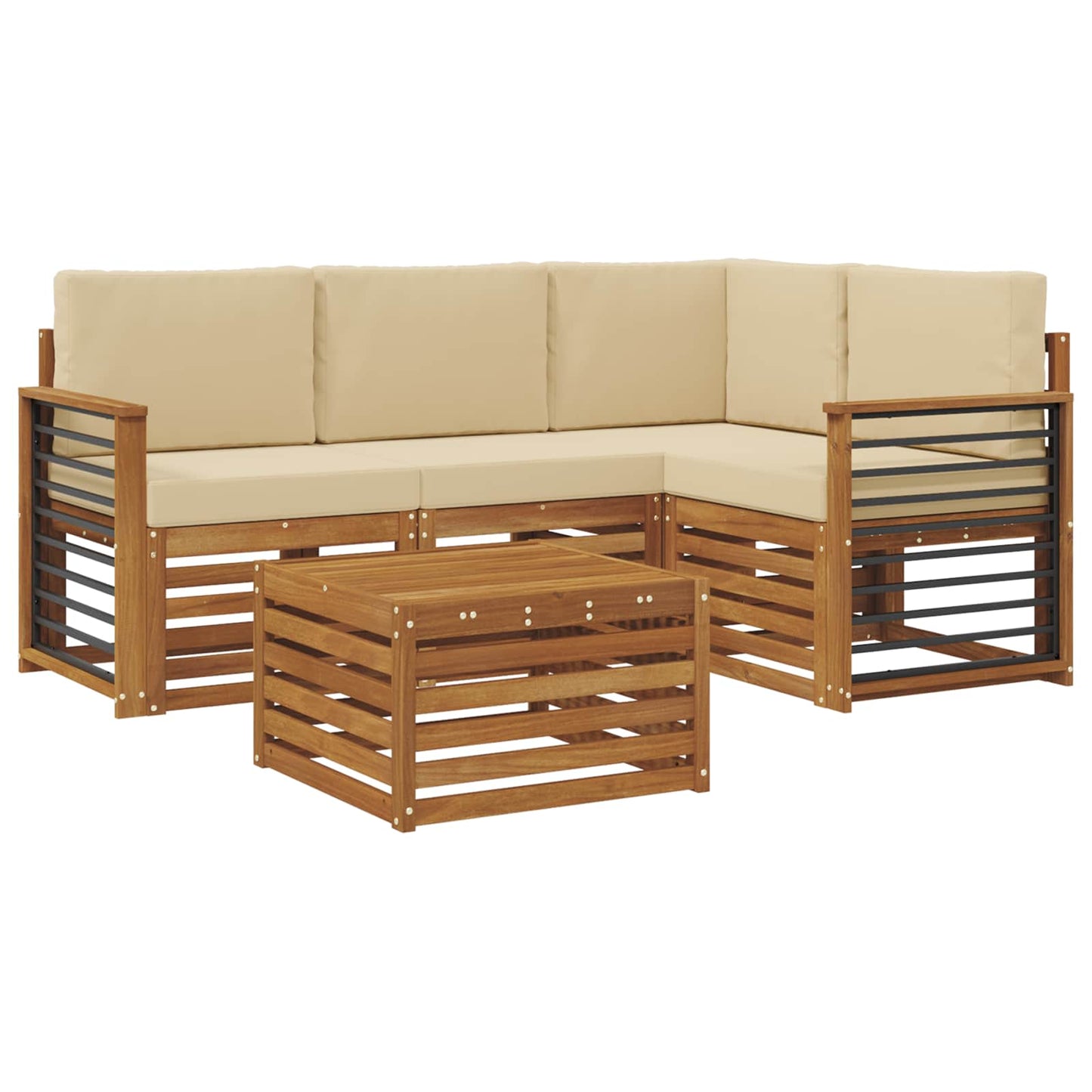 Set di Mobili 5 pcs Naturale e Beige Legno multistrato