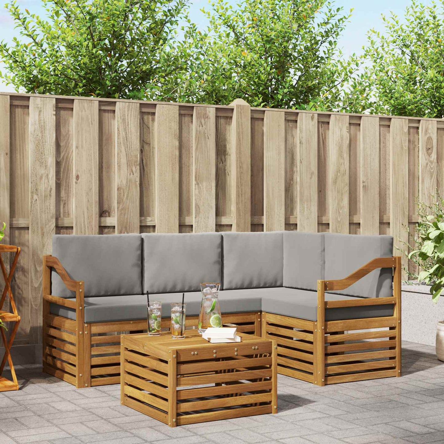 Set di Mobili 5 pcs Grigio Naturale e Chiaro Legno multistrato