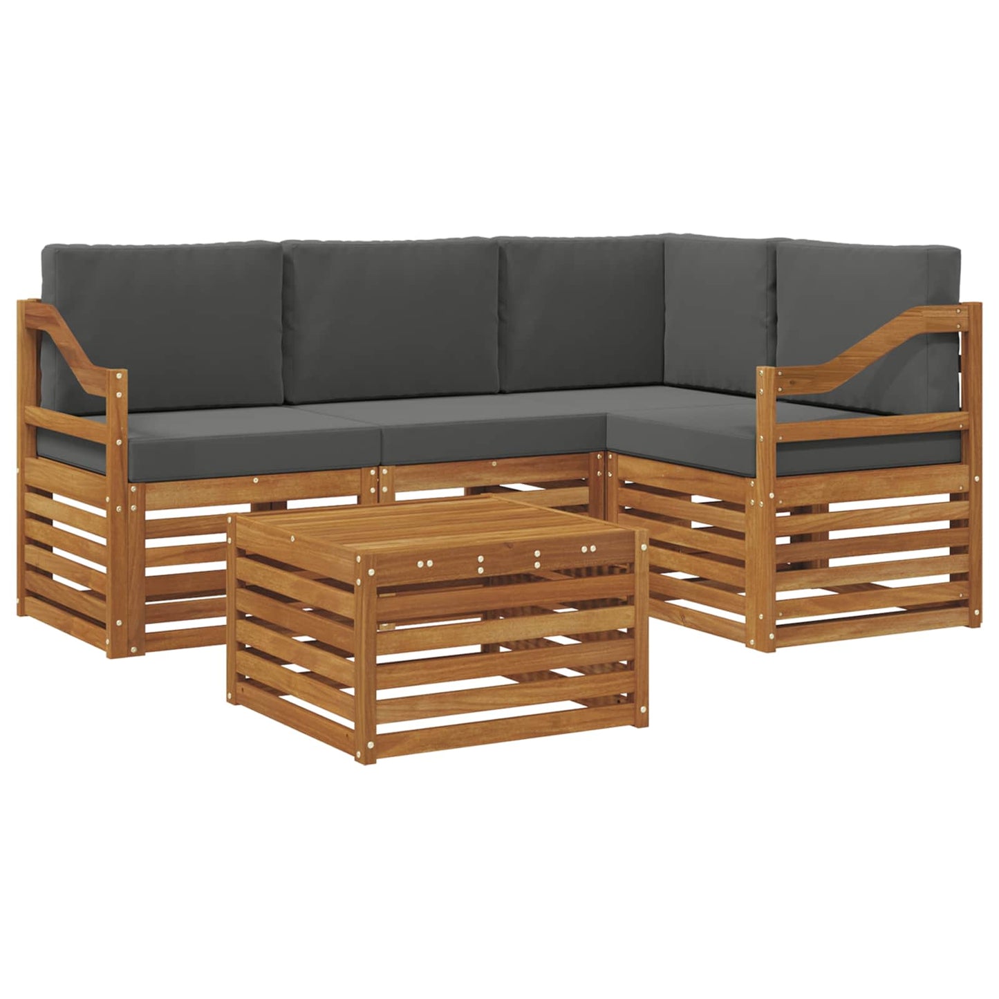 Set di Mobili 5 pcs Naturale e Antracite Legno multistrato
