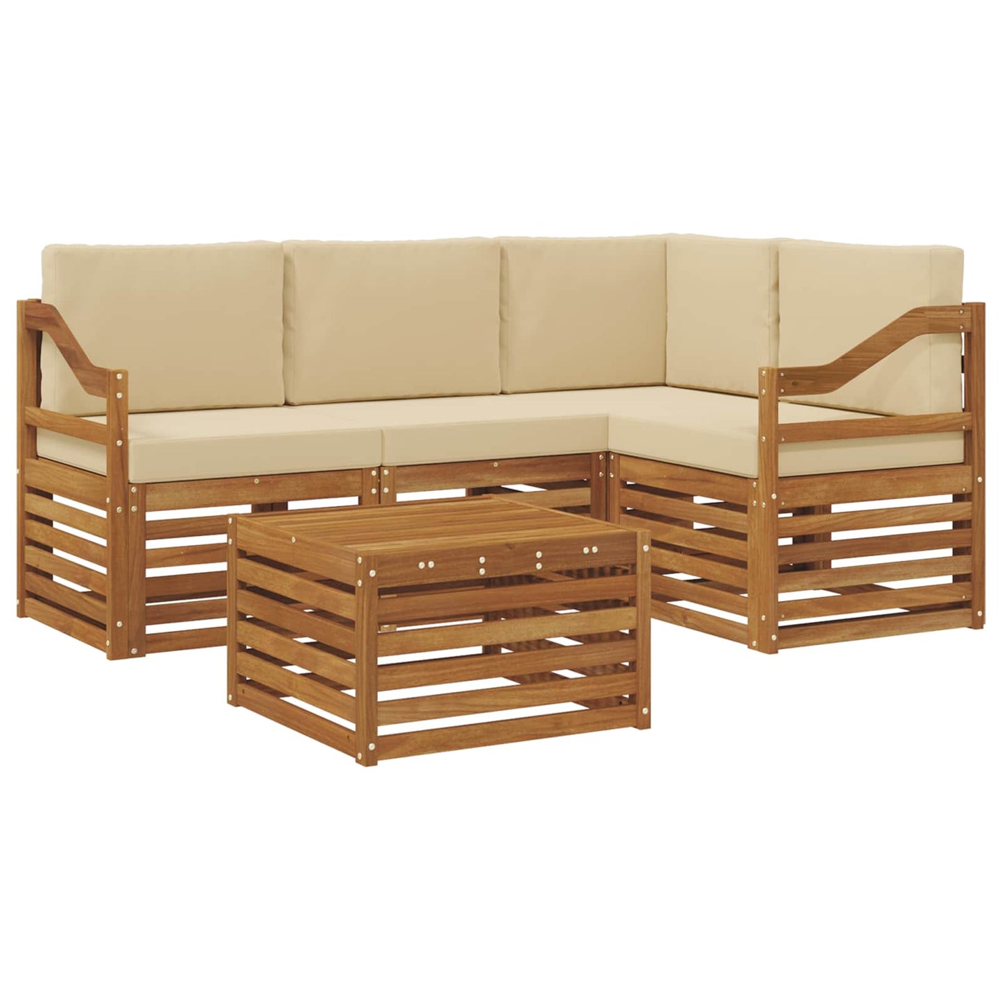 Set di Mobili 5 pcs Naturale e Beige Legno multistrato