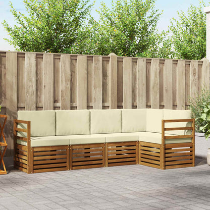 Set divani 5 pcs Naturale e Crema Legno di Acacia Massello
