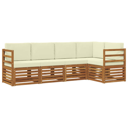 Set divani 5 pcs Naturale e Crema Legno di Acacia Massello