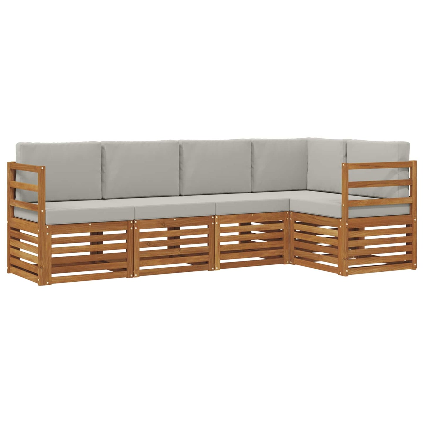 Set divani con cuscino 5 pcs Grigio Naturale e Chiaro