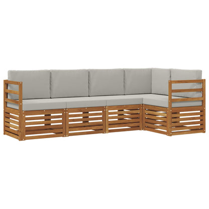 Set divani con cuscino 5 pcs Grigio Naturale e Chiaro