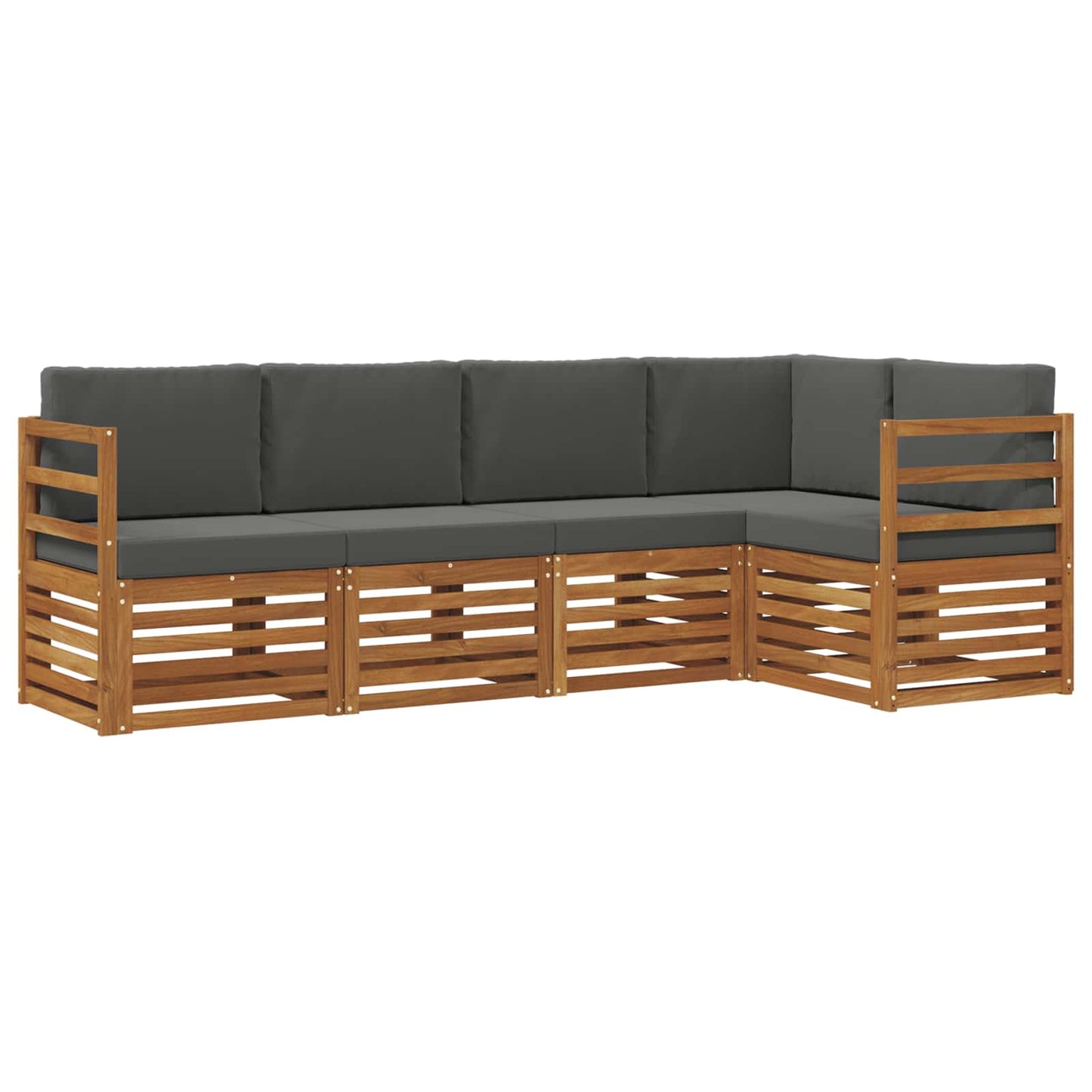 Set divani 5 pcs Naturale e Antracite Legno di Acacia Massello