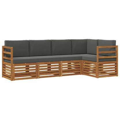 Set divani 5 pcs Naturale e Antracite Legno di Acacia Massello