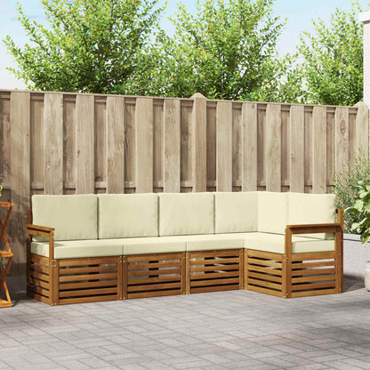 Set divani 5 pcs Naturale e Crema Legno di Acacia Massello
