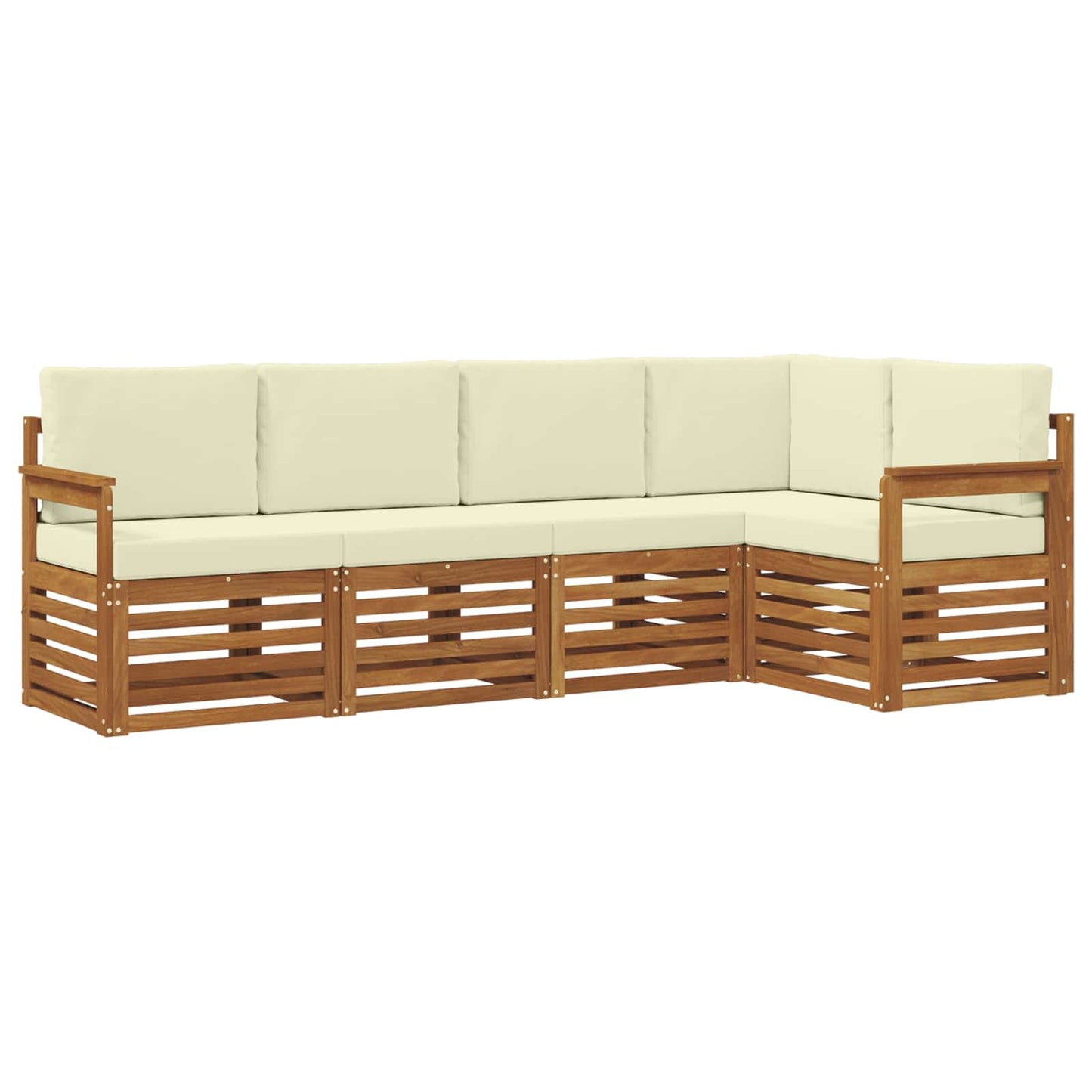 Set divani 5 pcs Naturale e Crema Legno di Acacia Massello