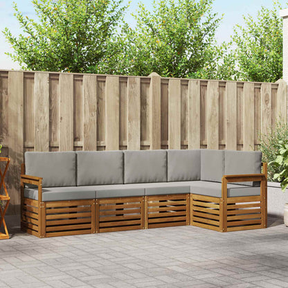 Set divani con cuscino 5 pcs Grigio Naturale e Chiaro