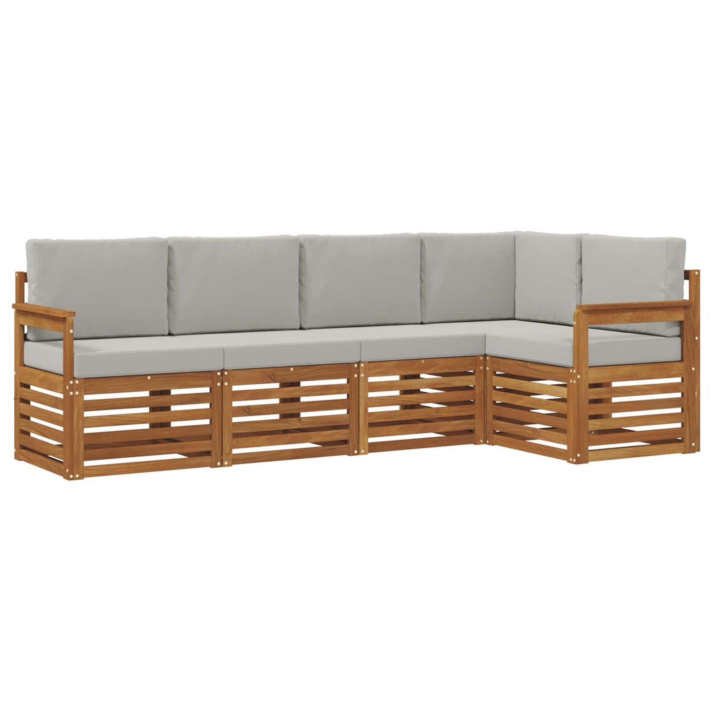 Set divani con cuscino 5 pcs Grigio Naturale e Chiaro