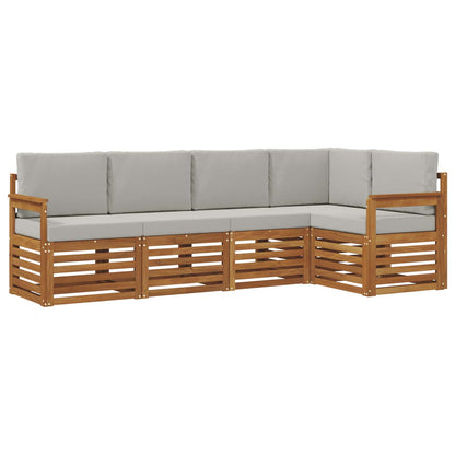 Set divani con cuscino 5 pcs Grigio Naturale e Chiaro