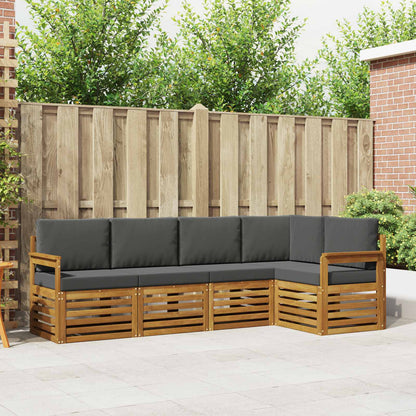 Set divani 5 pcs Naturale e Antracite Legno di Acacia Massello