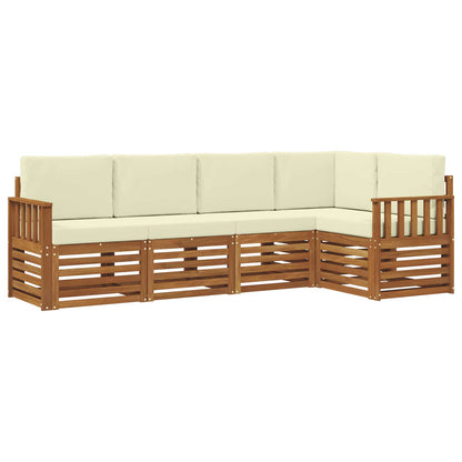 Set divani 5 pcs Naturale e Crema Legno di Acacia Massello