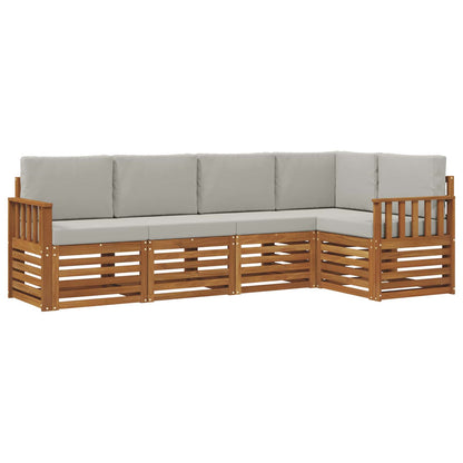 Set divani con cuscino 5 pcs Grigio Naturale e Chiaro