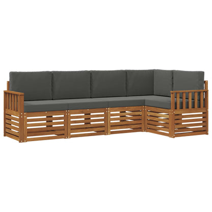 Set divani 5 pcs Naturale e Antracite Legno di Acacia Massello