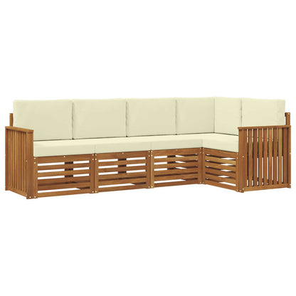 Set divani 5 pcs Naturale e Crema Legno di Acacia Massello