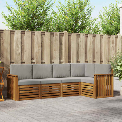 Set divani con cuscino 5 pcs Grigio Naturale e Chiaro