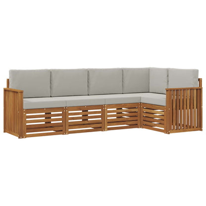Set divani con cuscino 5 pcs Grigio Naturale e Chiaro