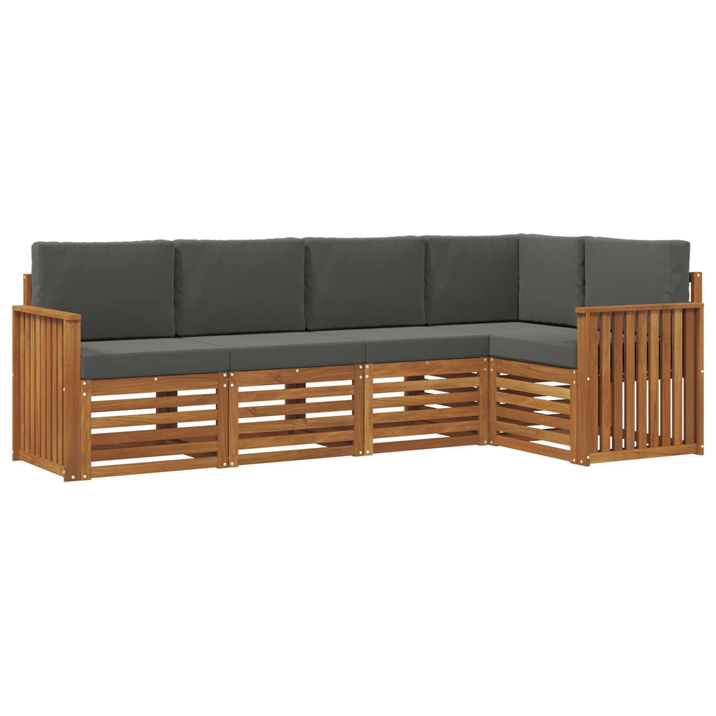 Set divani 5 pcs Naturale e Antracite Legno di Acacia Massello
