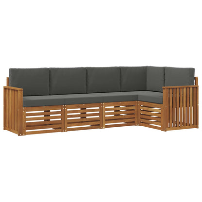 Set divani 5 pcs Naturale e Antracite Legno di Acacia Massello
