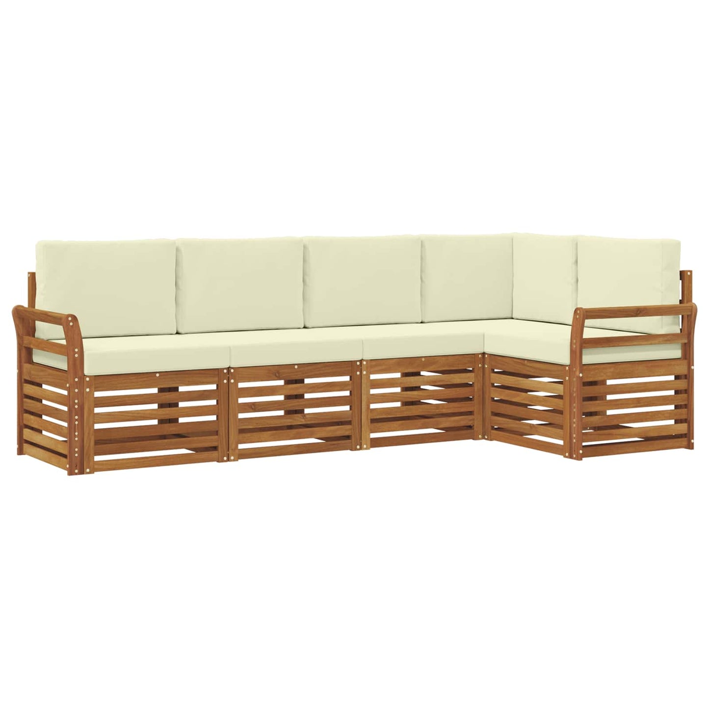 Set divani 5 pcs Naturale e Crema Legno di Acacia Massello