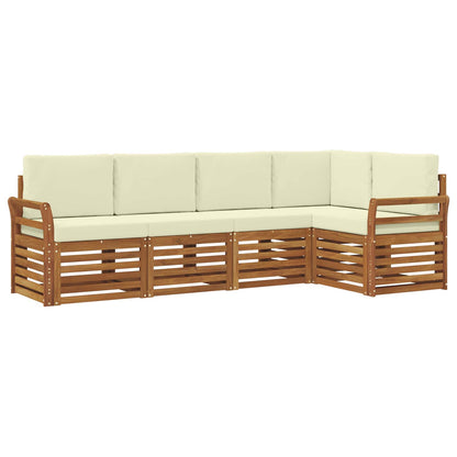 Set divani 5 pcs Naturale e Crema Legno di Acacia Massello
