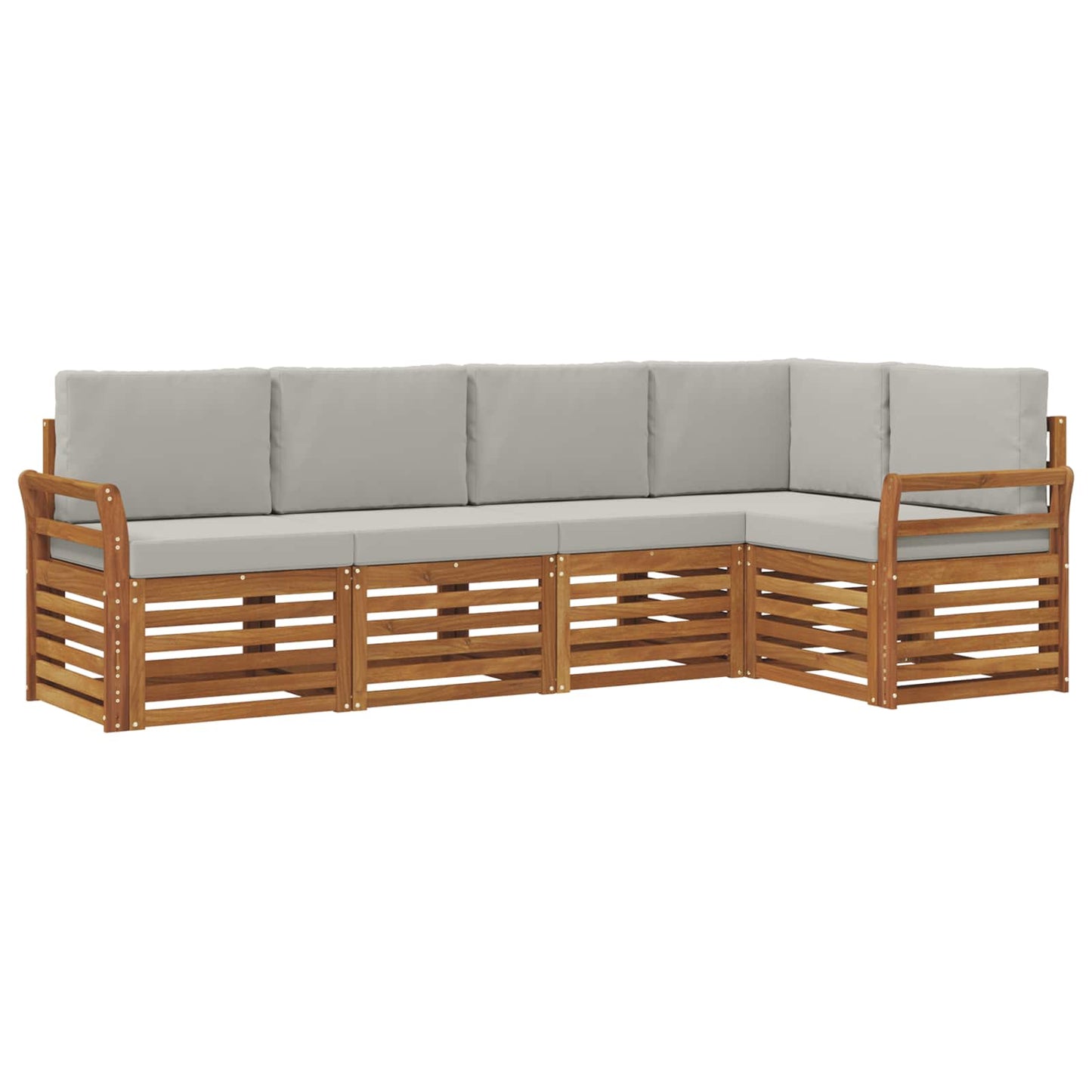 Set divani con cuscino 5 pcs Grigio Naturale e Chiaro