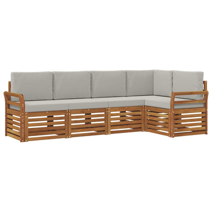 Set divani con cuscino 5 pcs Grigio Naturale e Chiaro