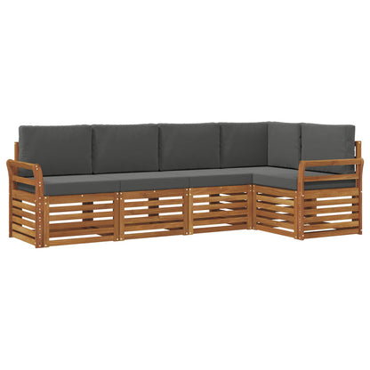 Set divani 5 pcs Naturale e Antracite Legno di Acacia Massello