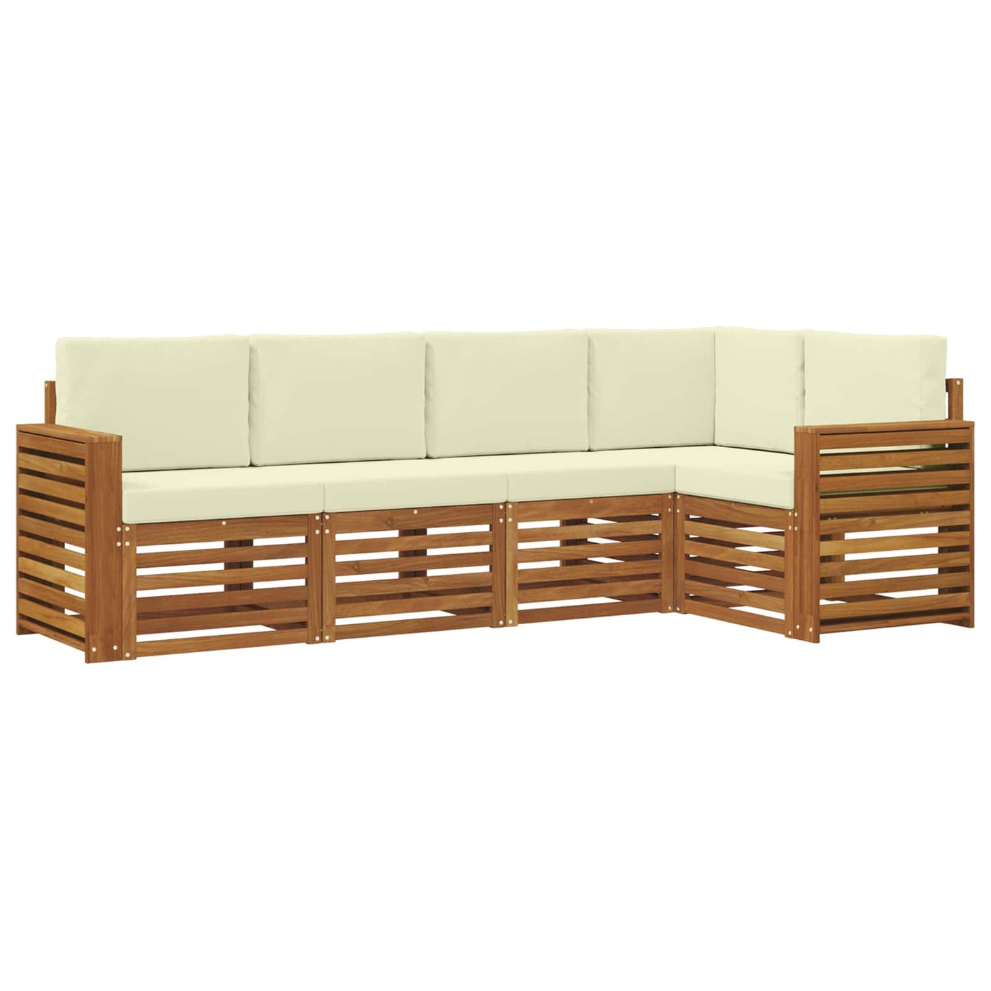Set divani 5 pcs Naturale e Crema Legno di Acacia Massello