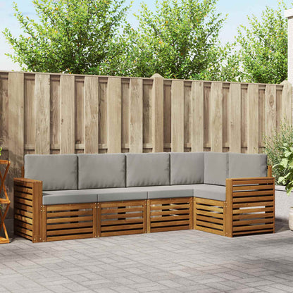 Set divani con cuscino 5 pcs Grigio Naturale e Chiaro