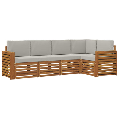 Set divani con cuscino 5 pcs Grigio Naturale e Chiaro