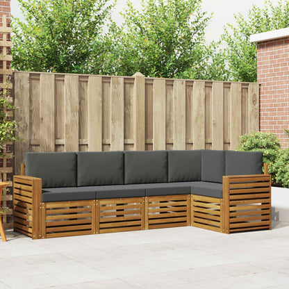 Set divani 5 pcs Naturale e Antracite Legno di Acacia Massello