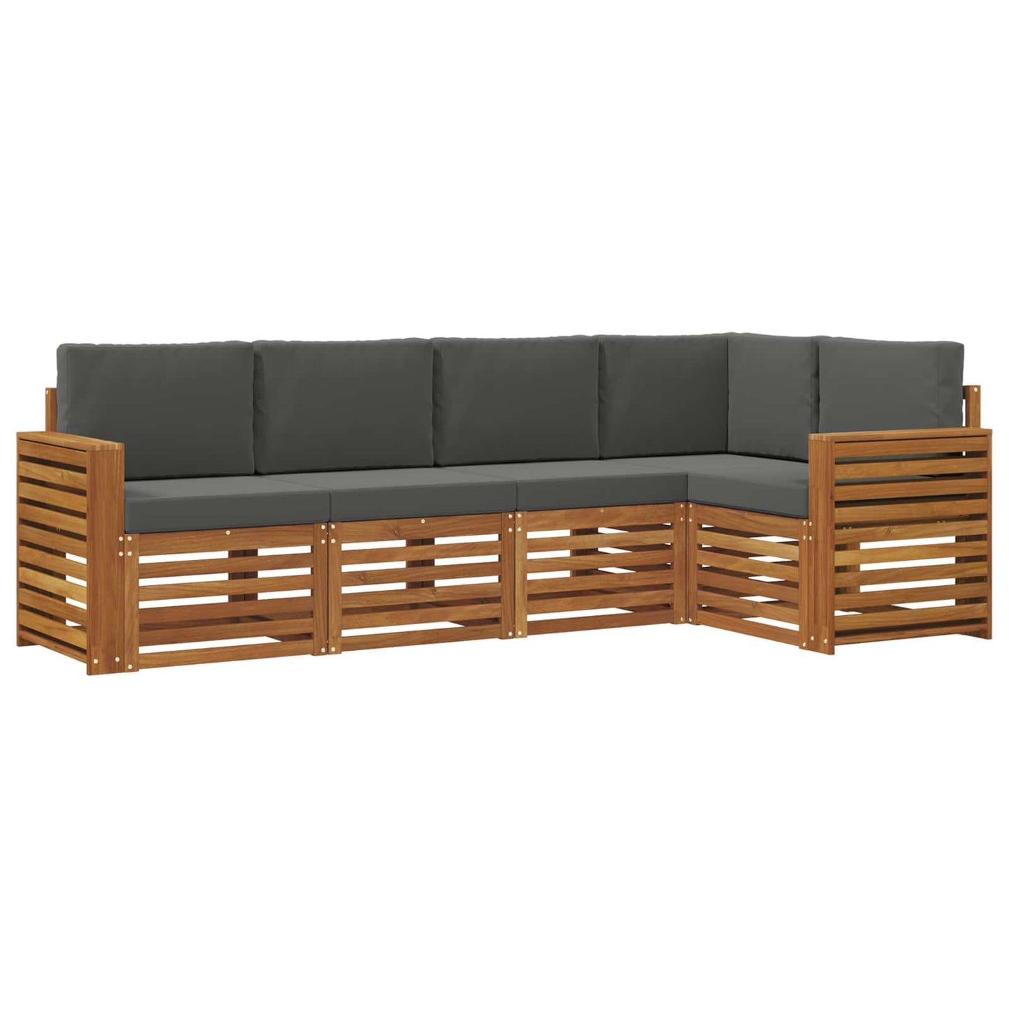 Set divani 5 pcs Naturale e Antracite Legno di Acacia Massello