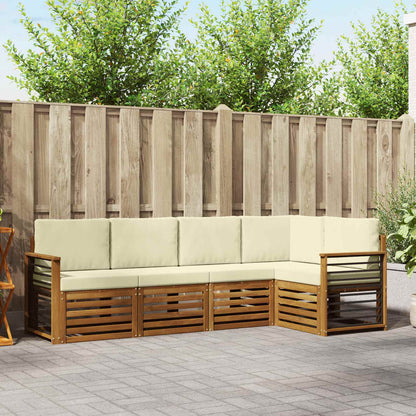 Set divani 5 pcs Naturale e Crema Legno di Acacia Massello