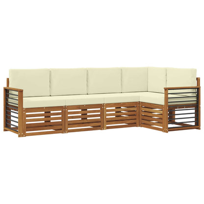 Set divani 5 pcs Naturale e Crema Legno di Acacia Massello