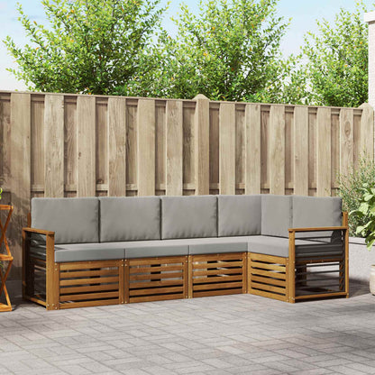 Set divani con cuscino 5 pcs Grigio Naturale e Chiaro