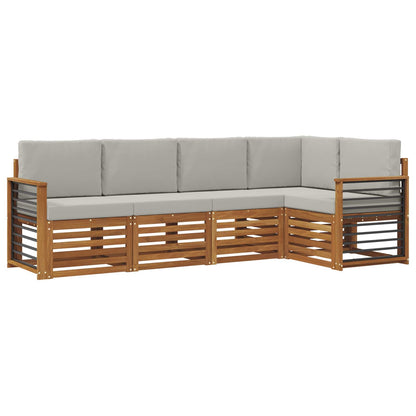 Set divani con cuscino 5 pcs Grigio Naturale e Chiaro