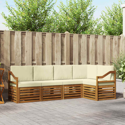Set divani 5 pcs Naturale e Crema Legno di Acacia Massello