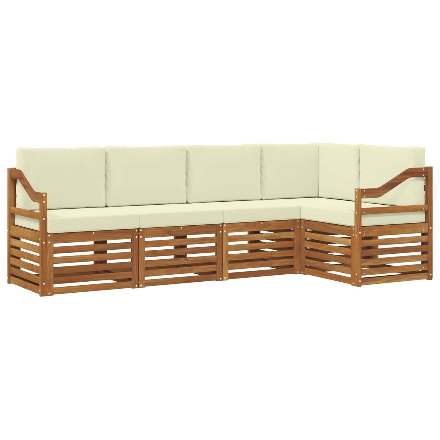 Set divani 5 pcs Naturale e Crema Legno di Acacia Massello